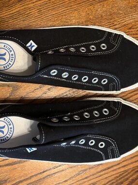 Hurley Black Canvas Slip-On Sneakers with White Accents